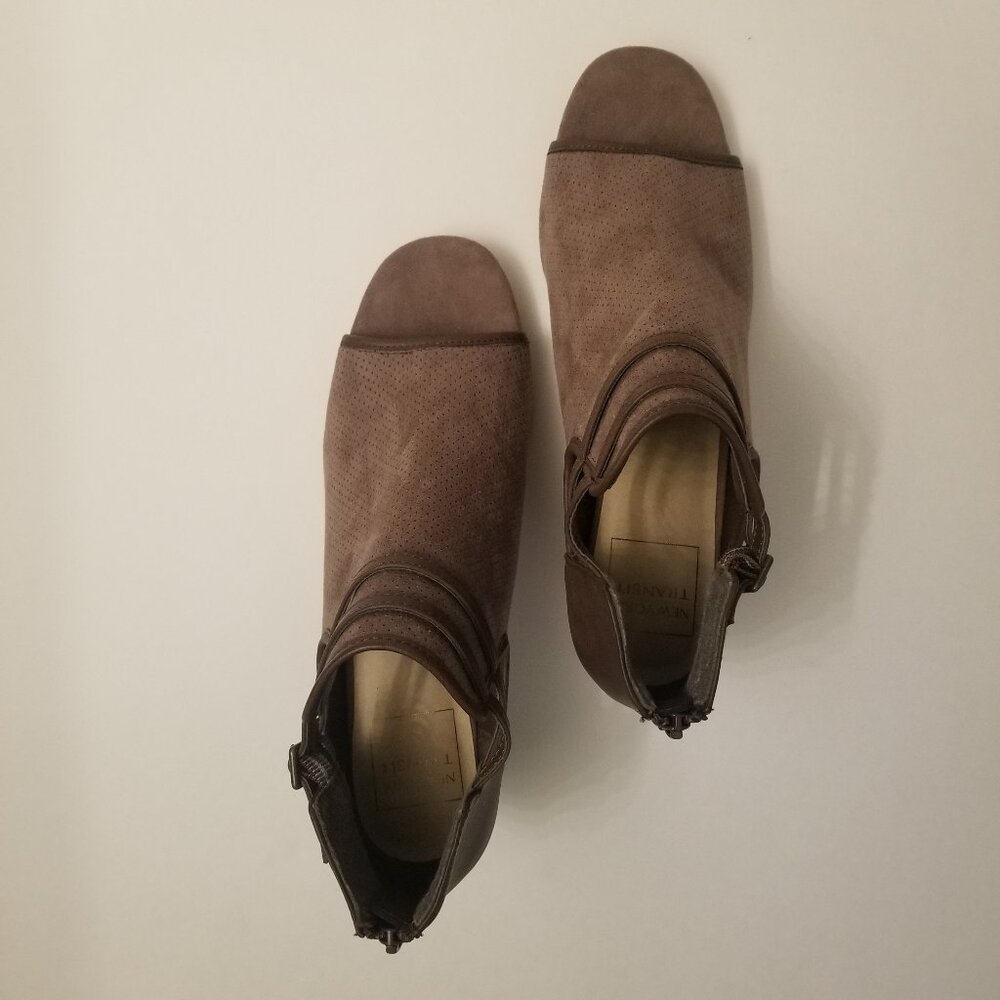 New York Transit Brown Open-Toe Shoe Booties  size 10.